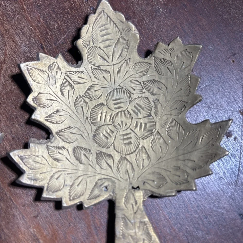 Vintage Solid Brass Maple Leaf Ashtray/Trinket Dish Lot Of Two